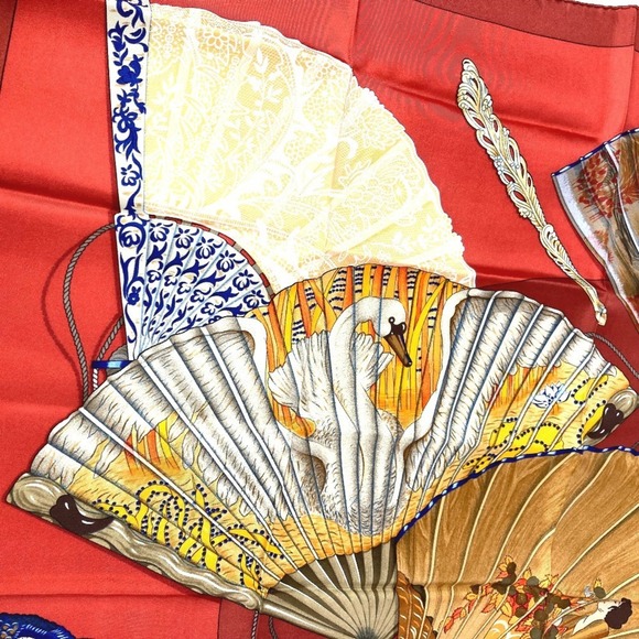 HERMES Red Silk Scarf - Picture 9 of 13